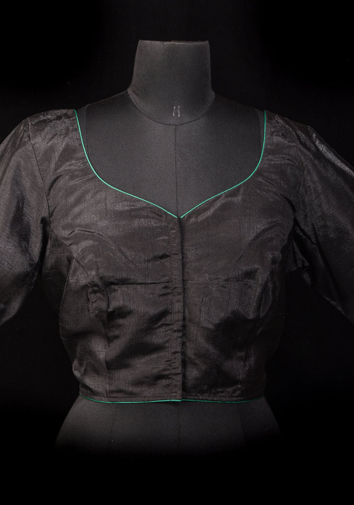 Floral - Authentic Hand painting on Black semi silk blouse