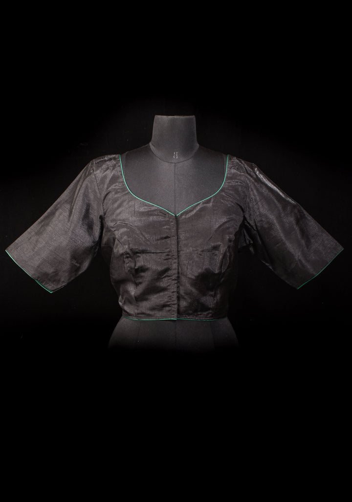 Floral - Authentic Hand painting on Black semi silk blouse