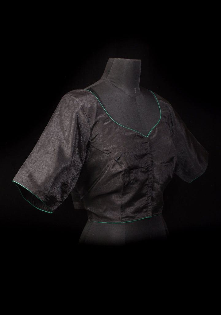 Floral - Authentic Hand painting on Black semi silk blouse