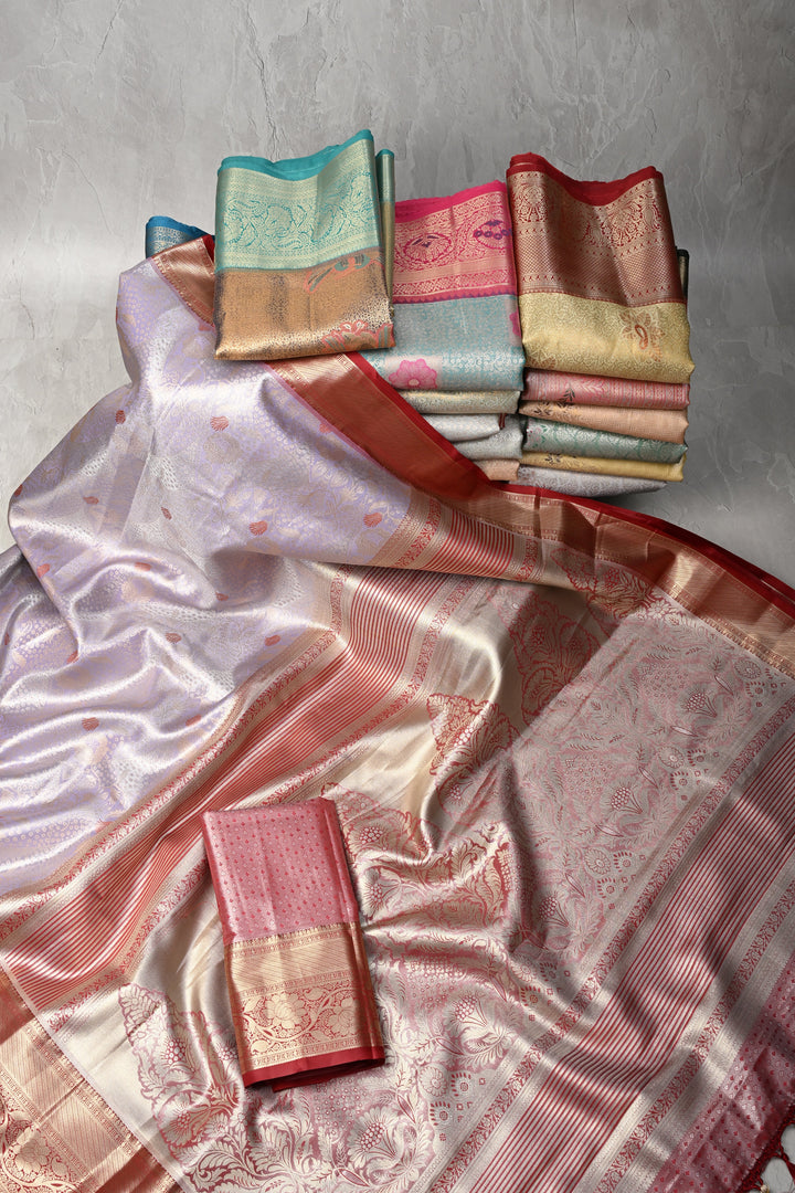 Discounted Bundle of 20 for Gifting:  Assorted Mix of Kanjivaram Meenakari Tissue Semi Silk Sarees