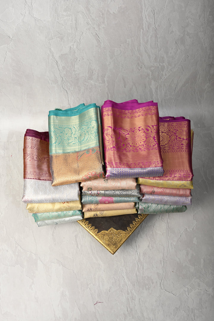 Discounted 15 Sarees Bundle for Gifting: Assorted Mix of 15 Kanjivaram Meenakari Tissue Semi silk saree