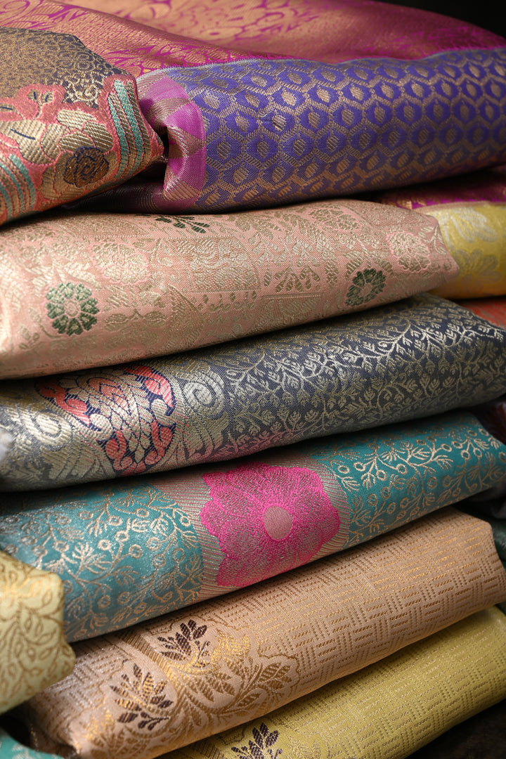 Discounted 15 Sarees Bundle for Gifting: Assorted Mix of 15 Kanjivaram Meenakari Tissue Semi silk saree