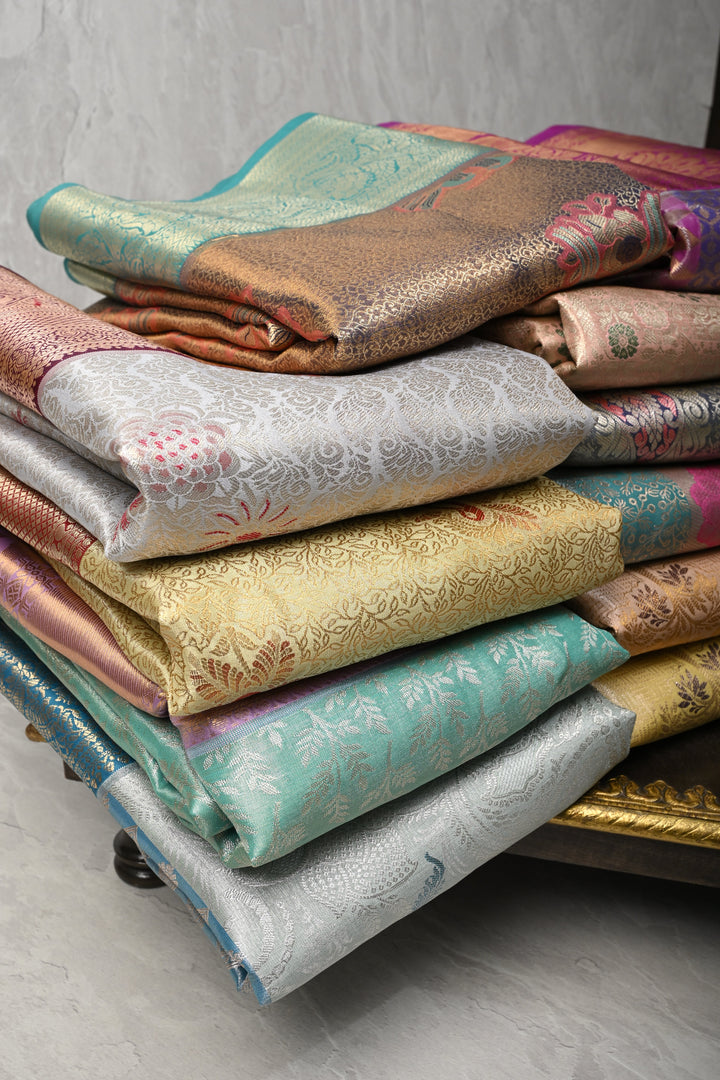 Discounted 15 Sarees Bundle for Gifting: Assorted Mix of 15 Kanjivaram Meenakari Tissue Semi silk saree