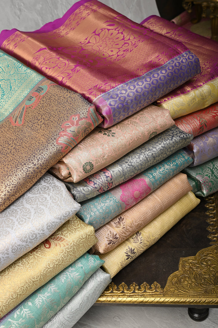 Discounted 15 Sarees Bundle for Gifting: Assorted Mix of 15 Kanjivaram Meenakari Tissue Semi silk saree