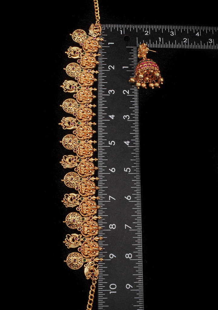 Antique Tone Peacock Nagas Style Necklace and Jhumka Set