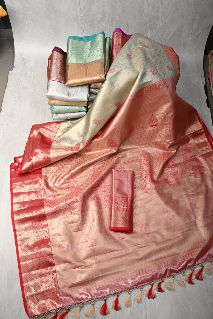 Discounted 15 Sarees Bundle for Gifting: Assorted Mix of 15 Kanjivaram Meenakari Tissue Semi silk saree