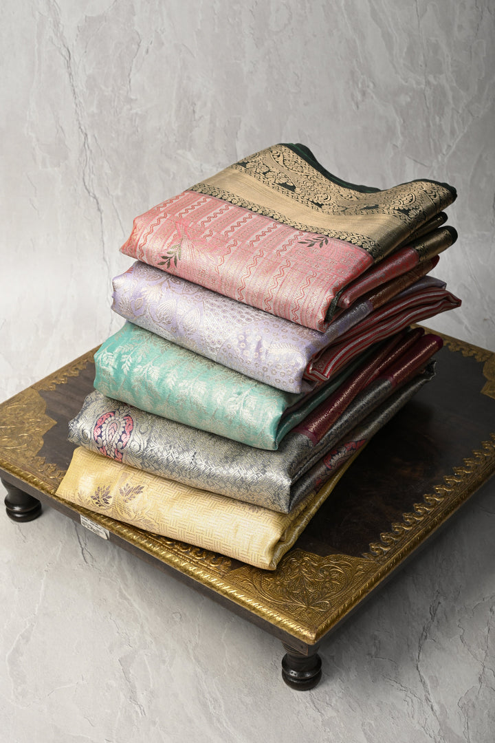 Assorted Bundle of 5 for Gifting: Kanjivaram Meenakari Tissue Semi Silk Sarees!