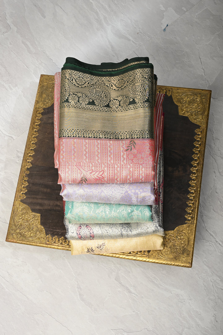 Assorted Bundle of 5 for Gifting: Kanjivaram Meenakari Tissue Semi Silk Sarees!