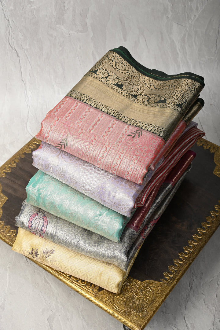 Assorted Bundle of 5 for Gifting: Kanjivaram Meenakari Tissue Semi Silk Sarees!