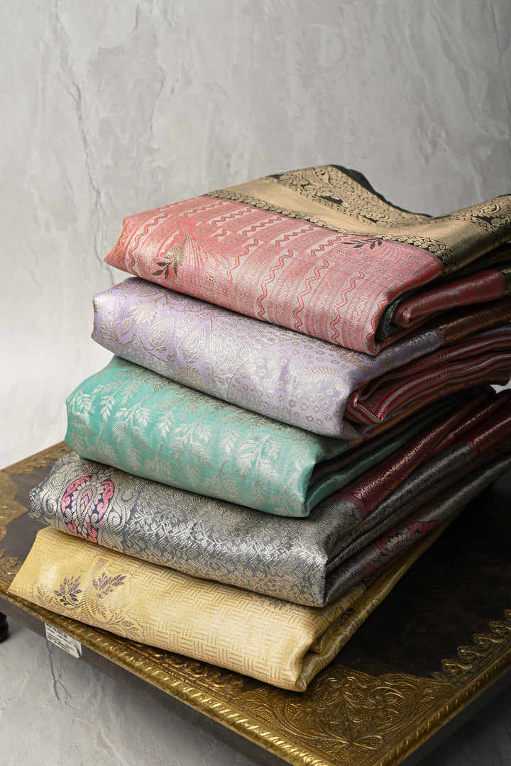 Assorted Bundle of 5 for Gifting: Kanjivaram Meenakari Tissue Semi Silk Sarees!
