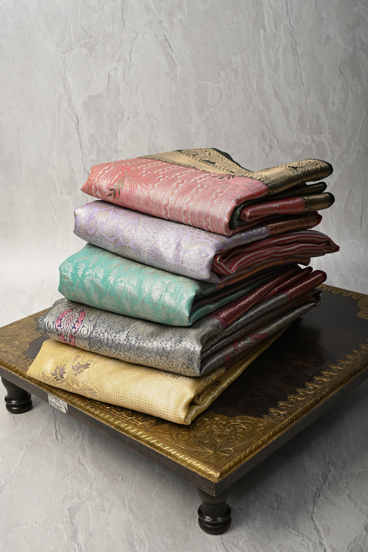 Assorted Bundle of 5 for Gifting: Kanjivaram Meenakari Tissue Semi Silk Sarees!