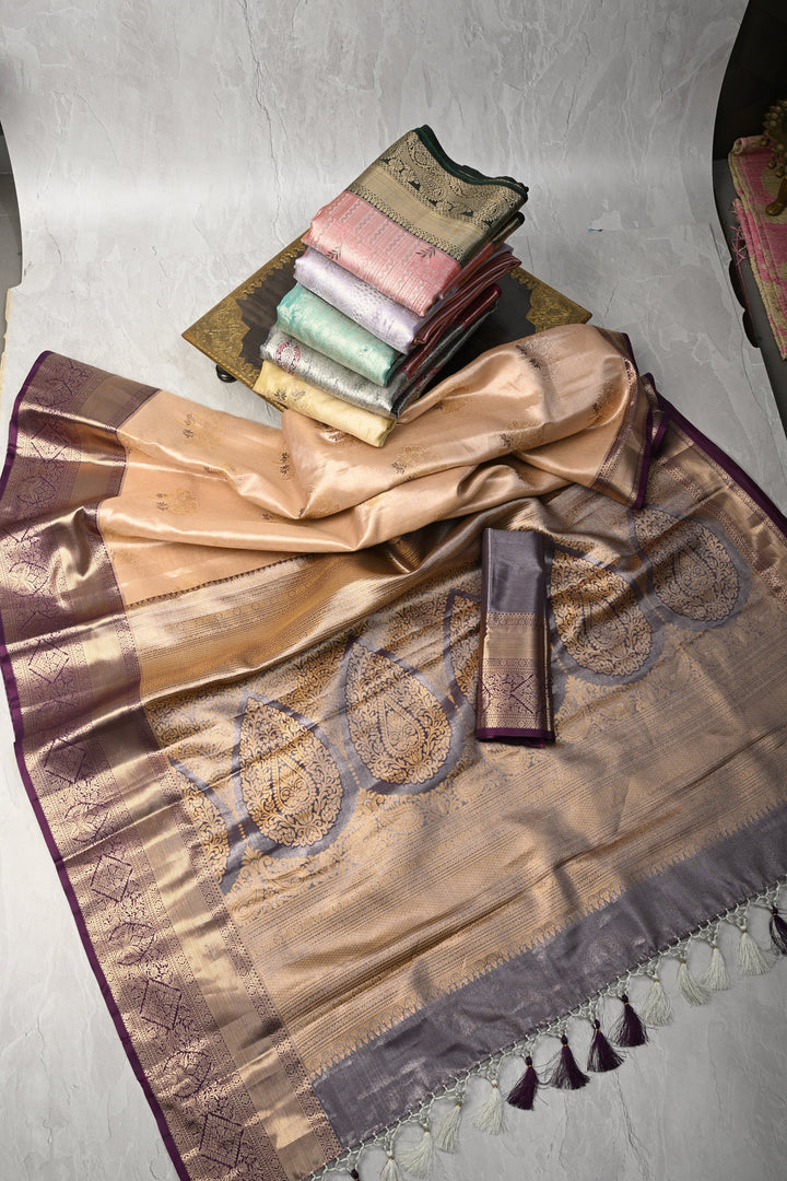 Assorted Bundle of 5 for Gifting: Kanjivaram Meenakari Tissue Semi Silk Sarees!
