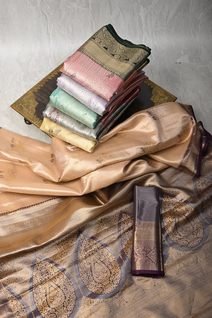 Assorted Bundle of 5 for Gifting: Kanjivaram Meenakari Tissue Semi Silk Sarees!
