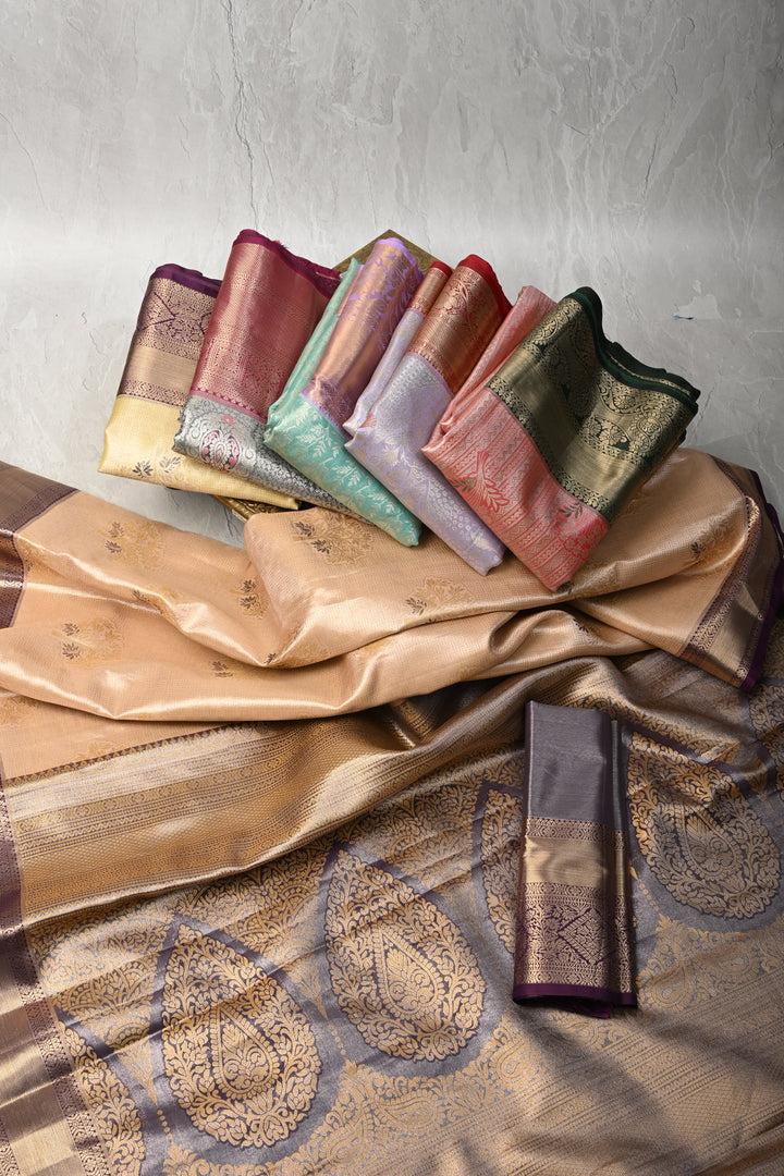 Assorted Bundle of 5 for Gifting: Kanjivaram Meenakari Tissue Semi Silk Sarees!
