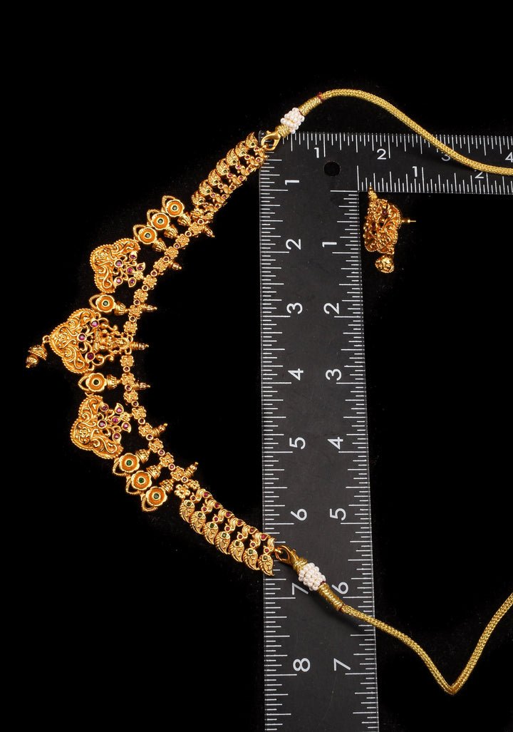 Jadau Lakshmi With Floral Vines Necklace set | Shobitam Jewelry