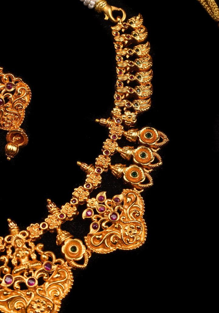 Jadau Lakshmi With Floral Vines Necklace set | Shobitam Jewelry