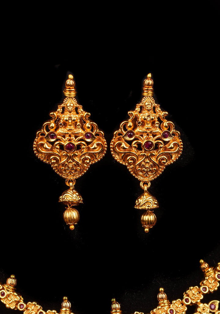 Jadau Lakshmi With Floral Vines Necklace set | Shobitam Jewelry