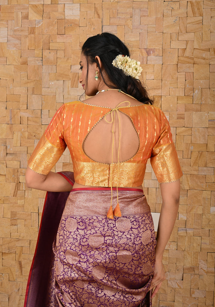 Mustard Dual Tone, Choli Cut Blouse with Zari and Gotta detailing, Made to Order, Customizable