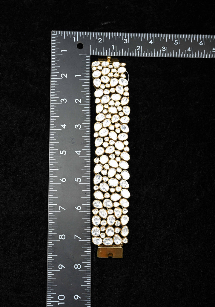 92.5 Silver 24 Ct Gold Plated Moissanite Chunky  Bracelet