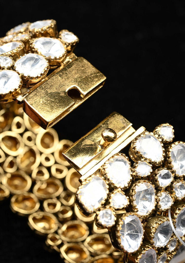 92.5 Silver 24 Ct Gold Plated Moissanite Chunky  Bracelet