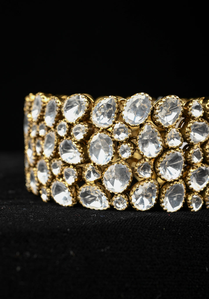 92.5 Silver 24 Ct Gold Plated Moissanite Chunky  Bracelet