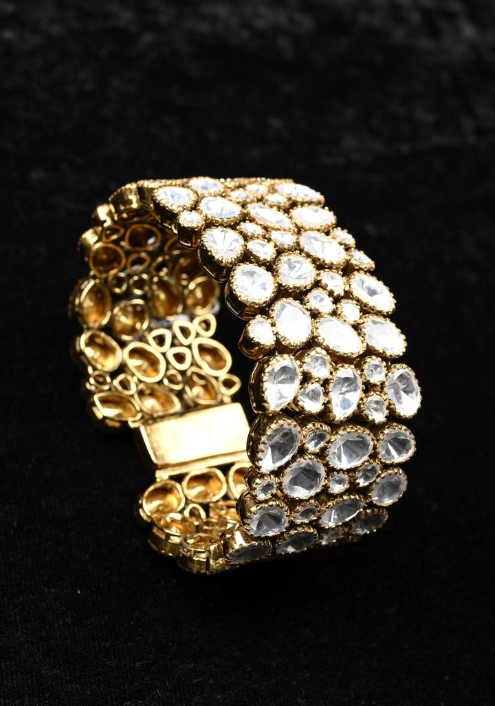 92.5 Silver 24 Ct Gold Plated Moissanite Chunky  Bracelet