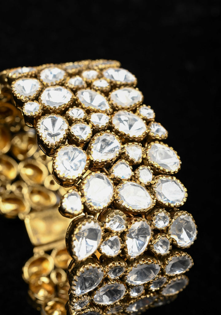 92.5 Silver 24 Ct Gold Plated Moissanite Chunky  Bracelet