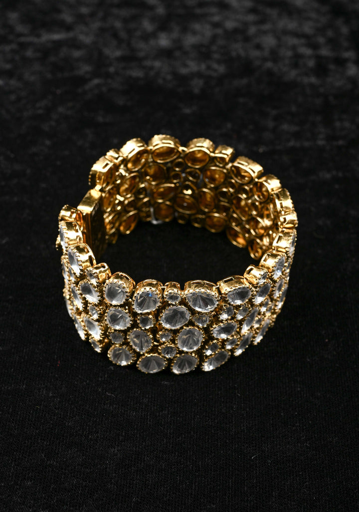 92.5 Silver 24 Ct Gold Plated Moissanite Chunky  Bracelet
