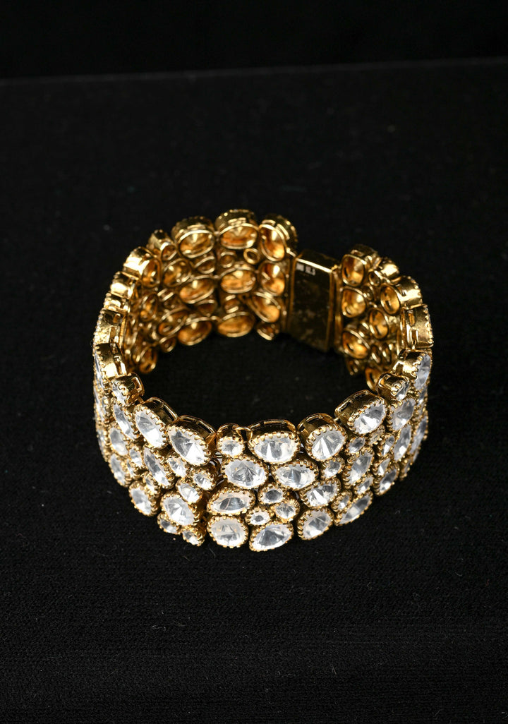 92.5 Silver 24 Ct Gold Plated Moissanite Chunky  Bracelet