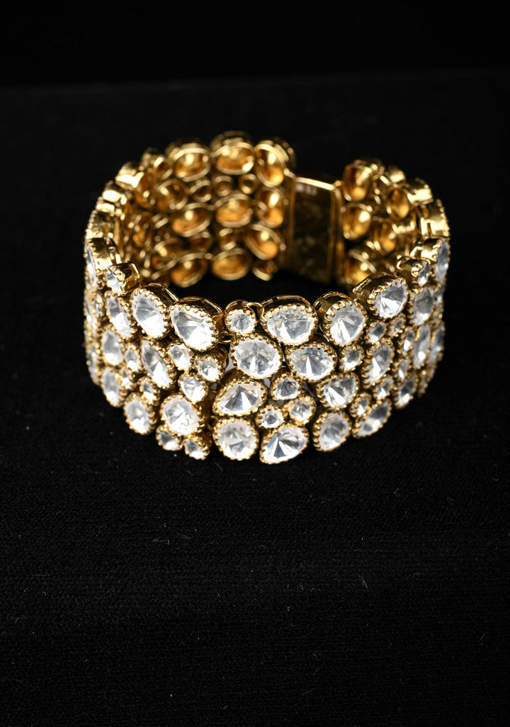 92.5 Silver 24 Ct Gold Plated Moissanite Chunky  Bracelet