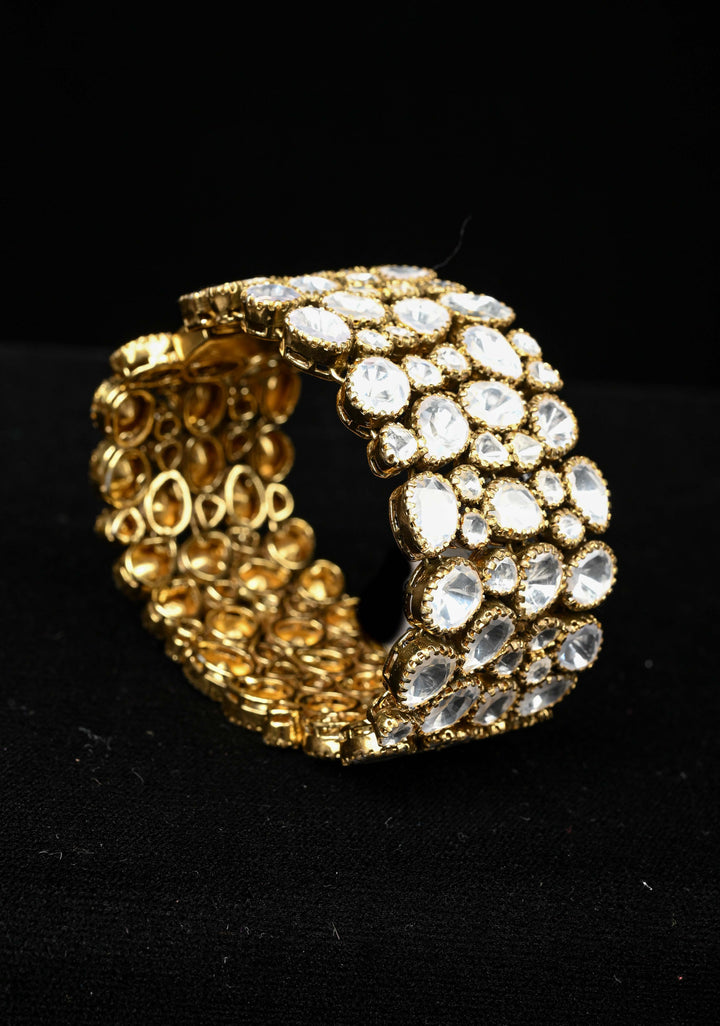 92.5 Silver 24 Ct Gold Plated Moissanite Chunky  Bracelet