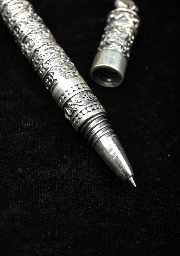 92.5 Silver Ballpoint Hollow Carved, Business Signature Pen