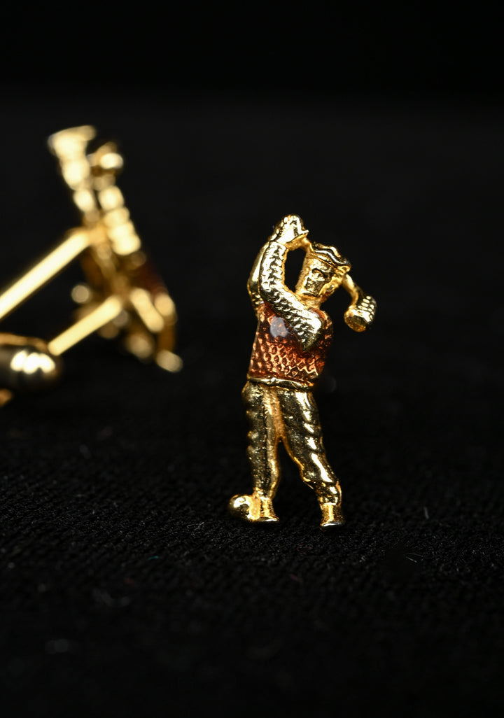 Golf design 92.5 silver, 24 Ct Gold Plated Trendy Men's Cufflinks