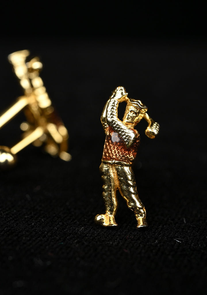 Golf design 92.5 silver, 24 Ct Gold Plated Trendy Men's Cufflinks