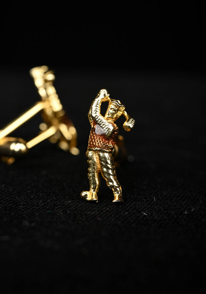 Golf design 92.5 silver, 24 Ct Gold Plated Trendy Men's Cufflinks