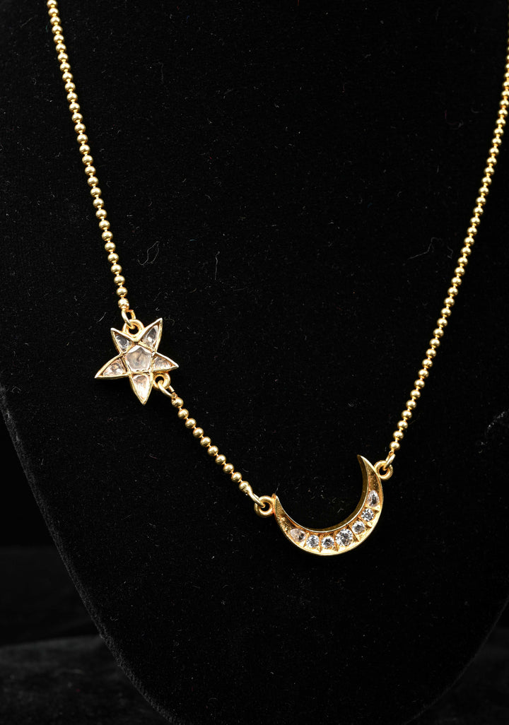 92.5 Silver Fine Dazzle Moon & Star Chain - Modern Workwear jewelry