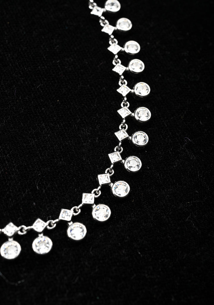 92.5 Silver Anklets with white CZ Stones