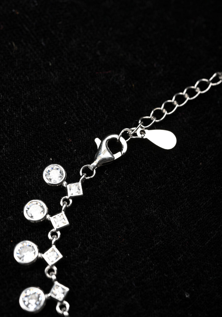 92.5 Silver Anklets with white CZ Stones