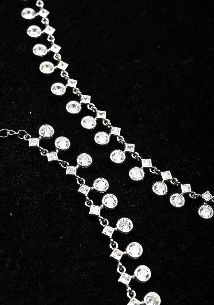 92.5 Silver Anklets with white CZ Stones