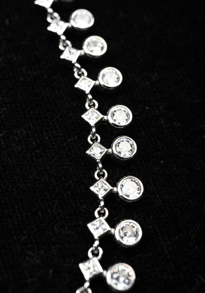 92.5 Silver Anklets with white CZ Stones