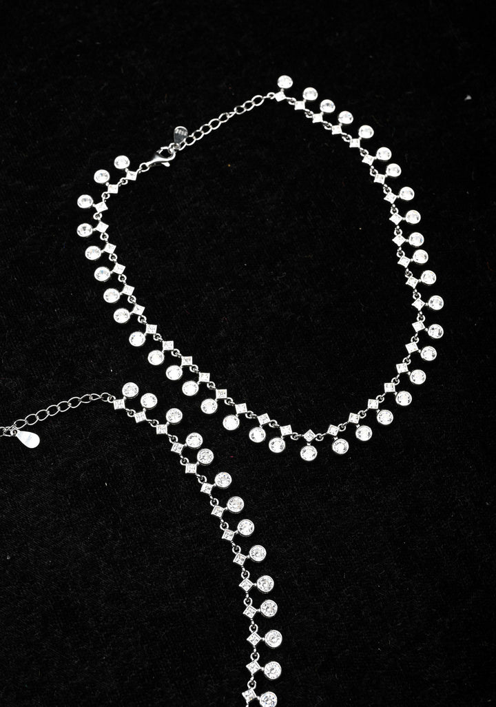 92.5 Silver Anklets with white CZ Stones