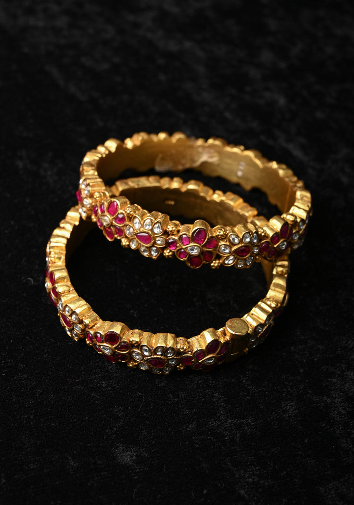 92.5 Jadau Kundan Pair of Kadas , openable  2.4" - 2.6, Pair ( inclues 2 kadas)