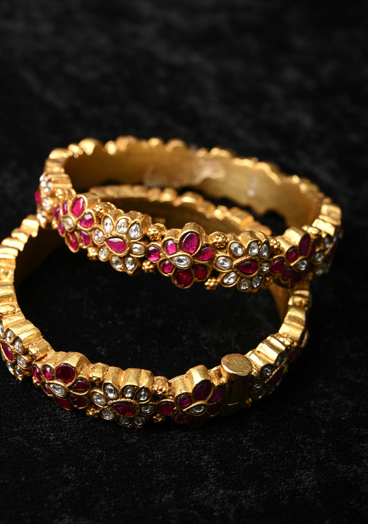 92.5 Jadau Kundan Pair of Kadas , openable  2.4" - 2.6, Pair ( inclues 2 kadas)