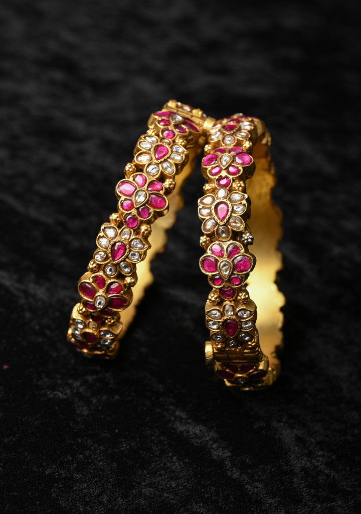 92.5 Jadau Kundan Pair of Kadas , openable  2.4" - 2.6, Pair ( inclues 2 kadas)