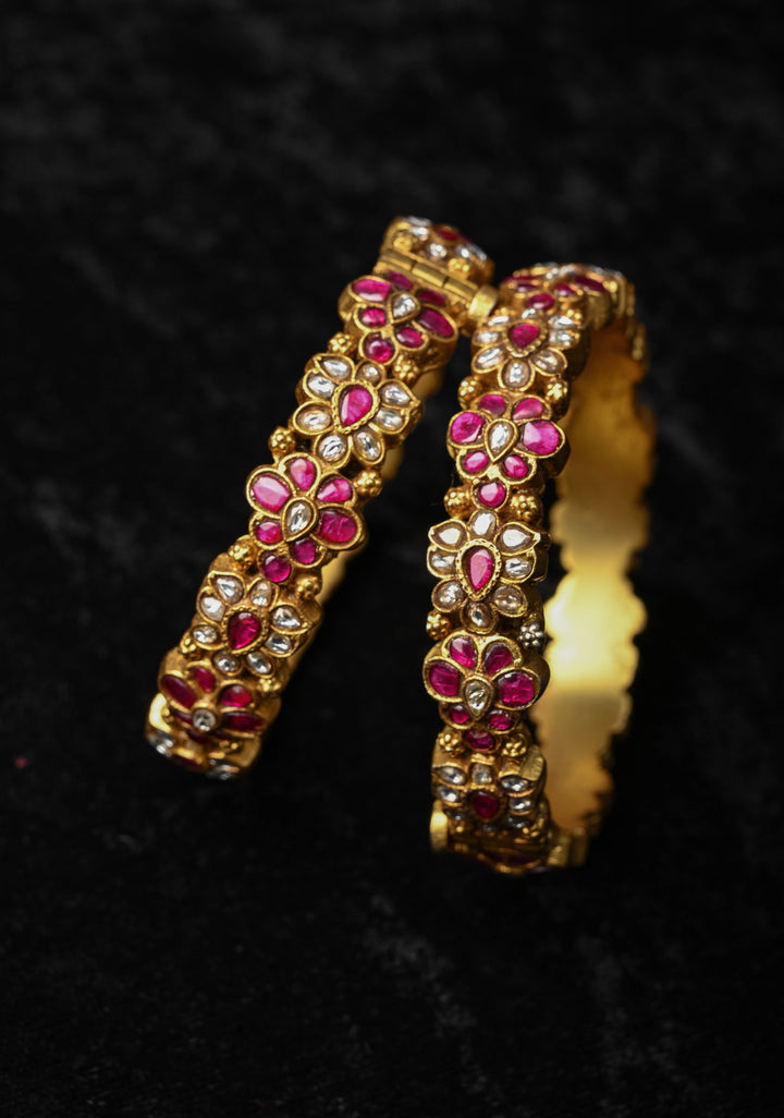 92.5 Jadau Kundan Pair of Kadas , openable  2.4" - 2.6, Pair ( inclues 2 kadas)