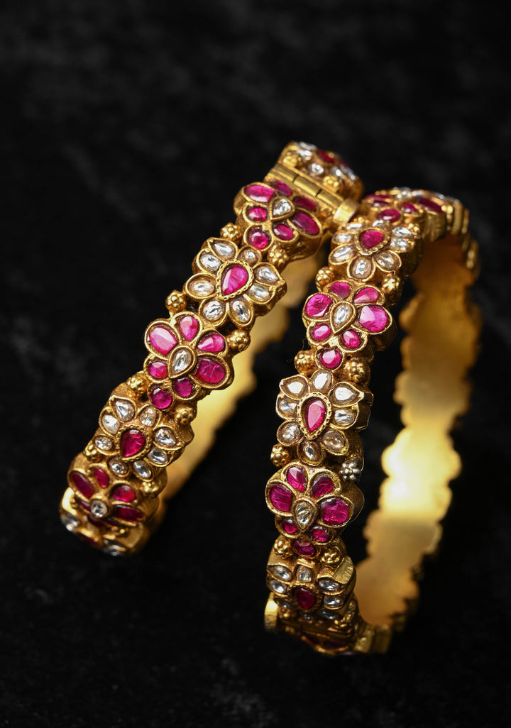 92.5 Jadau Kundan Pair of Kadas , openable  2.4" - 2.6, Pair ( inclues 2 kadas)