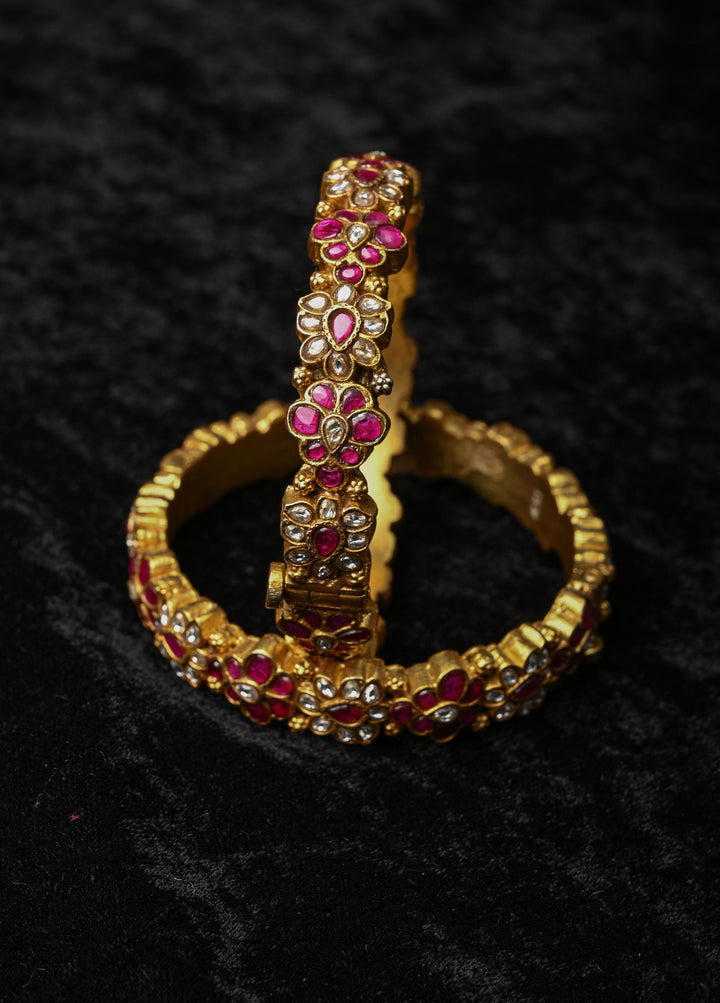 92.5 Jadau Kundan Pair of Kadas , openable  2.4" - 2.6, Pair ( inclues 2 kadas)