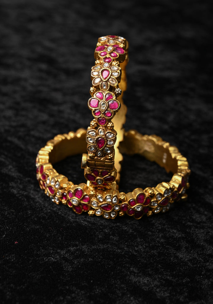 92.5 Jadau Kundan Pair of Kadas , openable  2.4" - 2.6, Pair ( inclues 2 kadas)