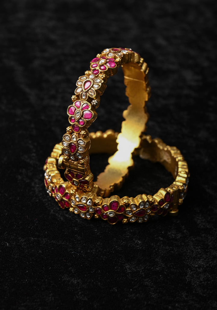 92.5 Jadau Kundan Pair of Kadas , openable  2.4" - 2.6, Pair ( inclues 2 kadas)