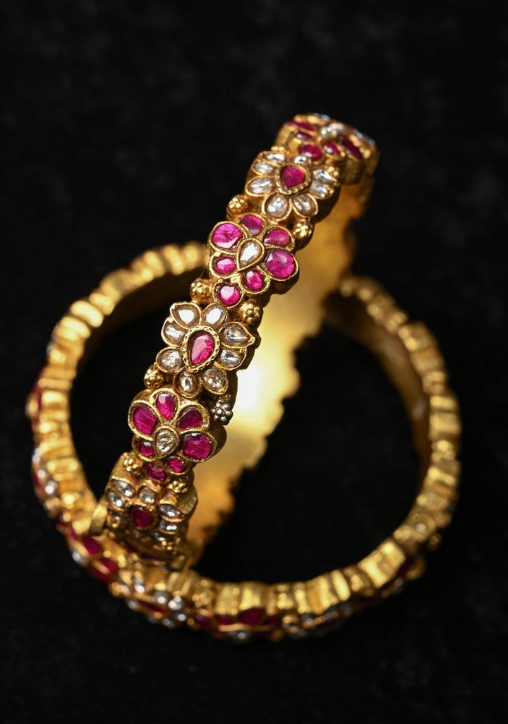 92.5 Jadau Kundan Pair of Kadas , openable  2.4" - 2.6, Pair ( inclues 2 kadas)